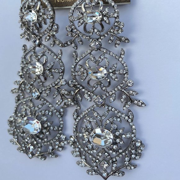 Carolee Lux  Dangling, 3 Level Encrusted Earring - Picture 2 of 3